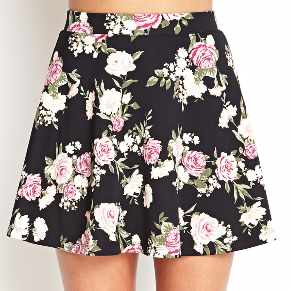 Forever21 Floral Scuba Skirt